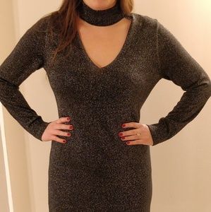 Michael Kors black +silver sparkle NYE Dress large